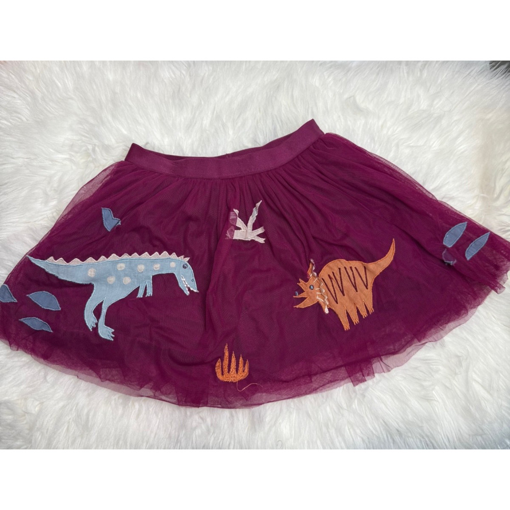 Piccolina Girls Tulle Appliqué Skirt Dinosaur Purple Fun Colorful Size 7 School